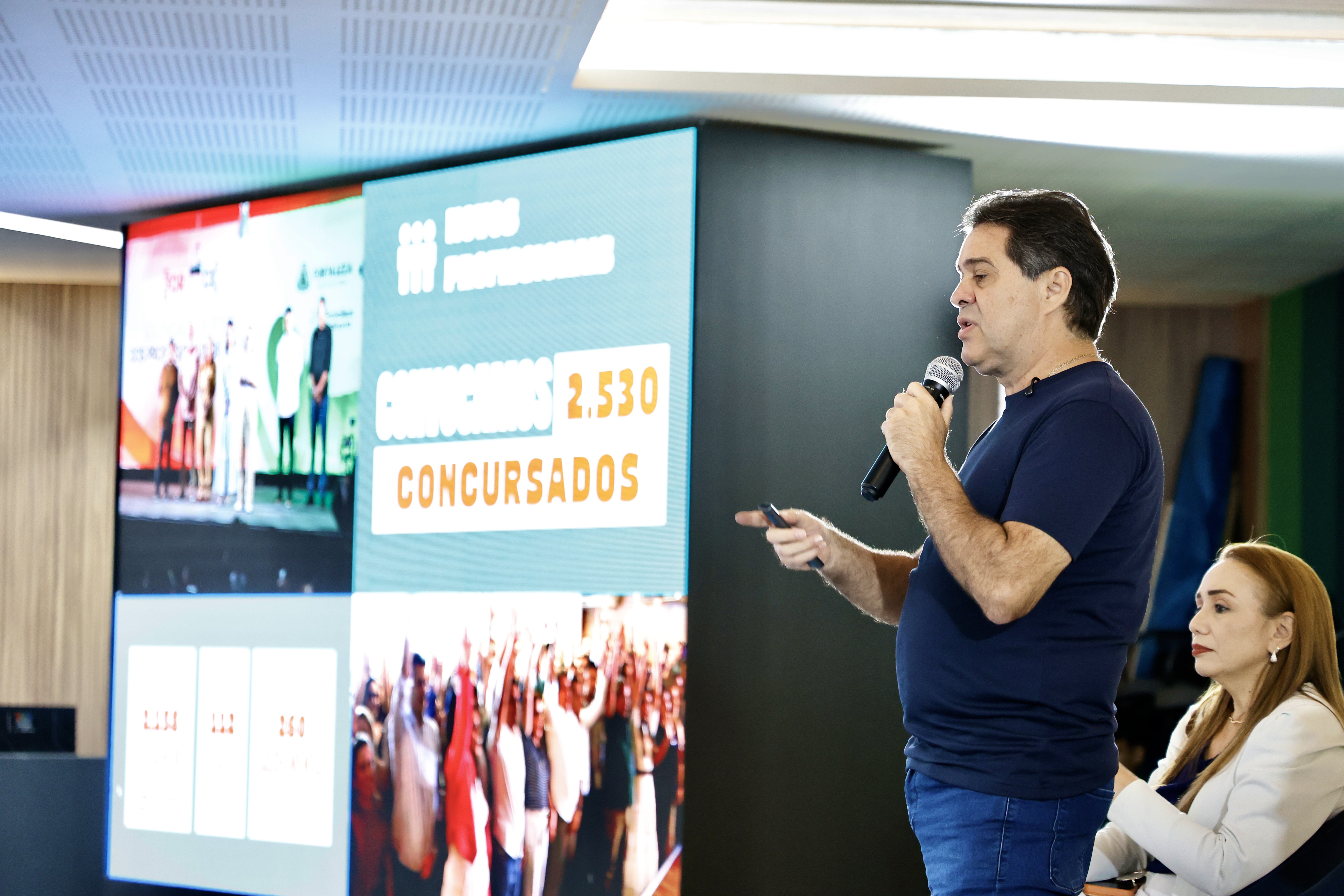 prefeito Evandro Leitão fala durante a coletiva